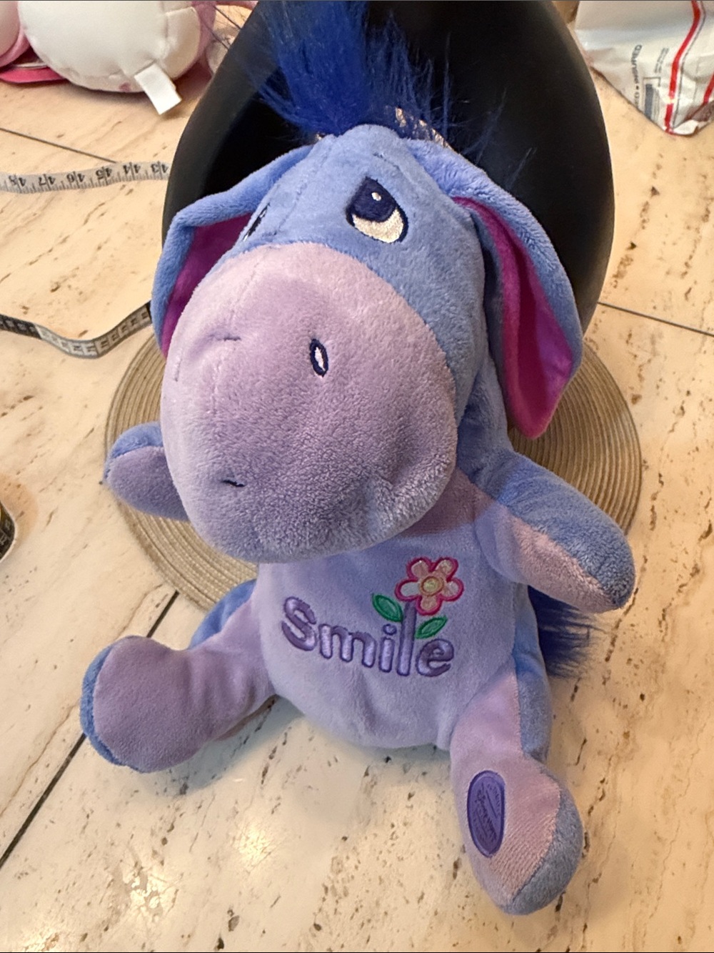 Disney Store Expressions Eeyore 12" Plush Donkey with Velcro Tail & Smile